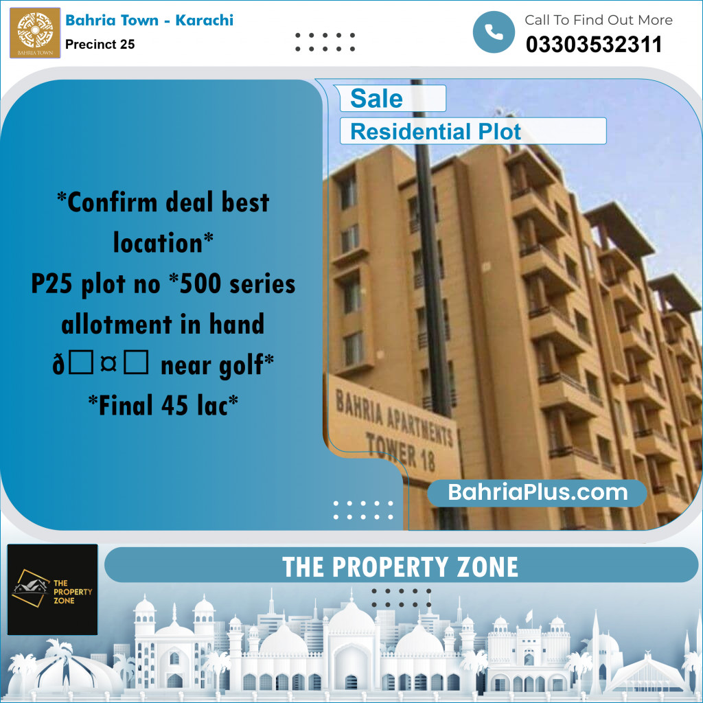 125 Sq. Yards Residential Plot for Sale in Precinct 25 -  Bahria Town, Karachi - (BP-214529)
