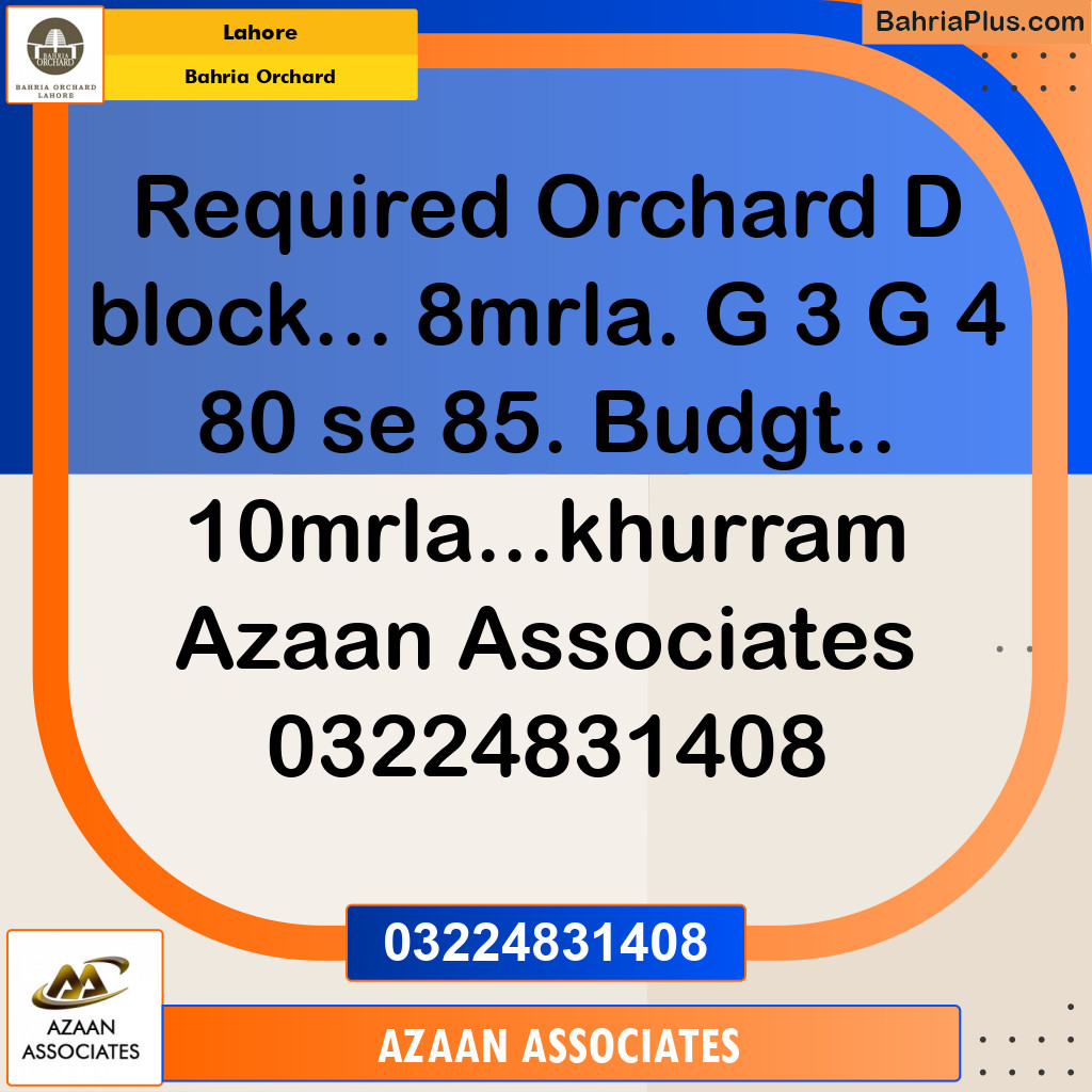 Residential Plot for Sale in Bahria Orchard, Lahore - (BP-214544)
