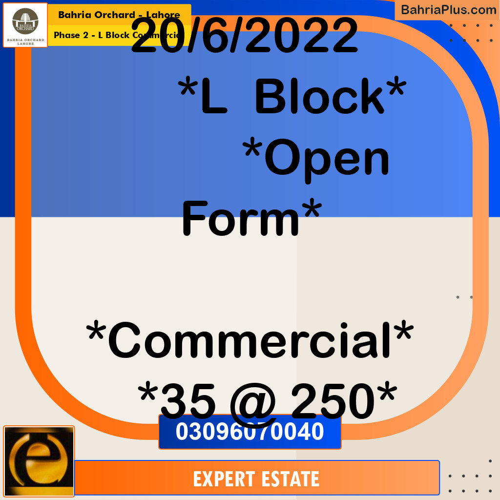 5 Marla Commercial Plot for Sale in Phase 2 - L Block Commercial -  Bahria Orchard, Lahore - (BP-214606)