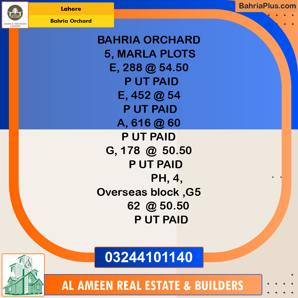 Residential Plot for Sale in Bahria Orchard, Lahore - (BP-214611)