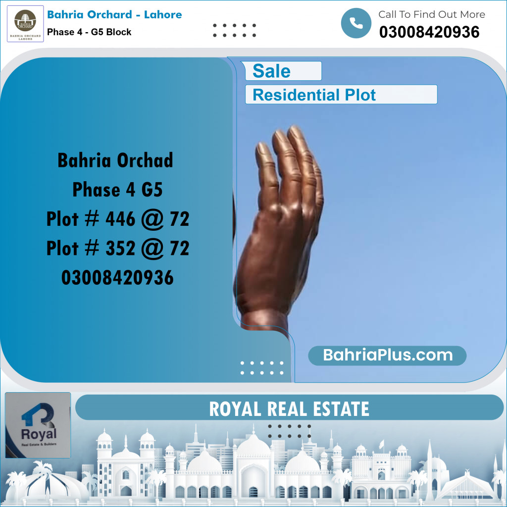 10 Marla Residential Plot for Sale in Phase 4 - G5 Block -  Bahria Orchard, Lahore - (BP-214616)