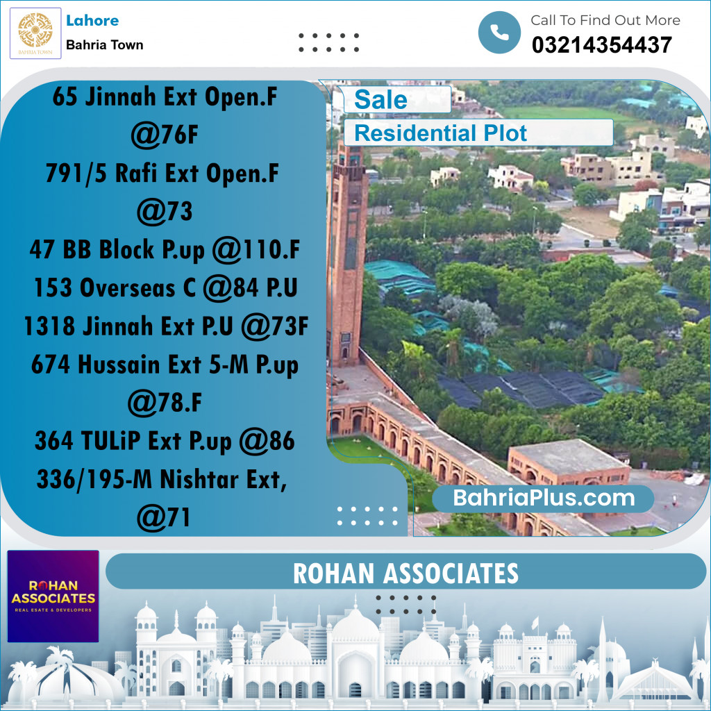 Residential Plot for Sale in Bahria Town, Lahore - (BP-214636)