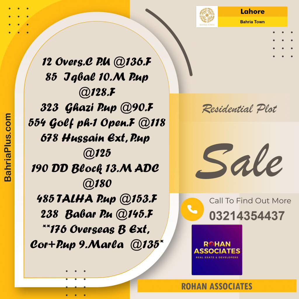 Residential Plot for Sale in Bahria Town, Lahore - (BP-214637)