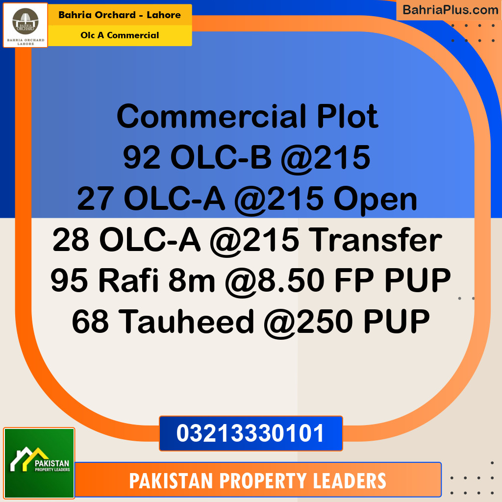 5 Marla Commercial Plot for Sale in OLC A Commercial -  Bahria Orchard, Lahore - (BP-214640)