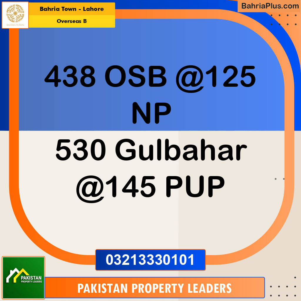 10 Marla Residential Plot for Sale in Overseas B -  Bahria Town, Lahore - (BP-214647)