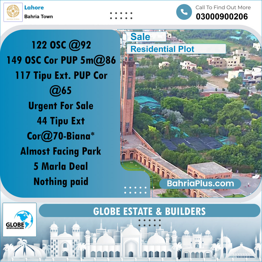 Residential Plot for Sale in Bahria Town, Lahore - (BP-214689)