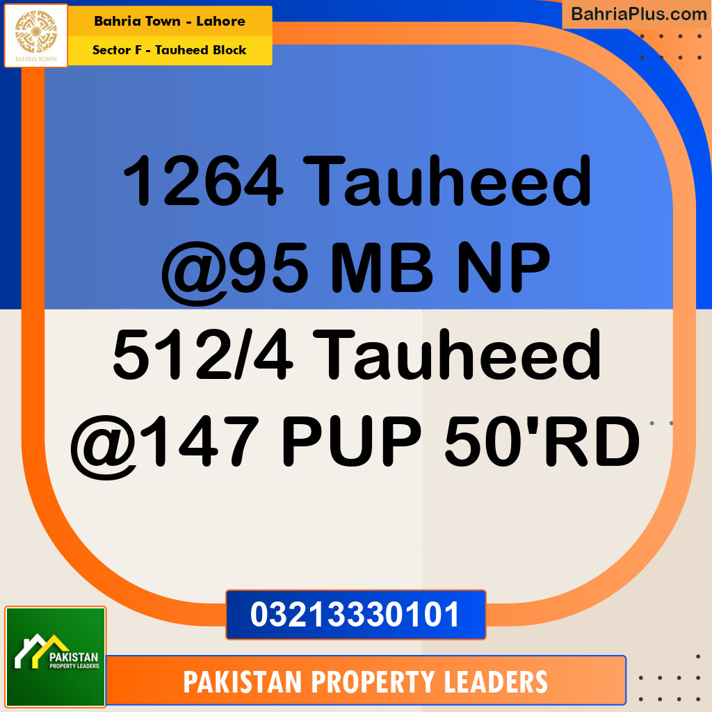 10 Marla Residential Plot for Sale in Sector F - Tauheed Block -  Bahria Town, Lahore - (BP-214703)