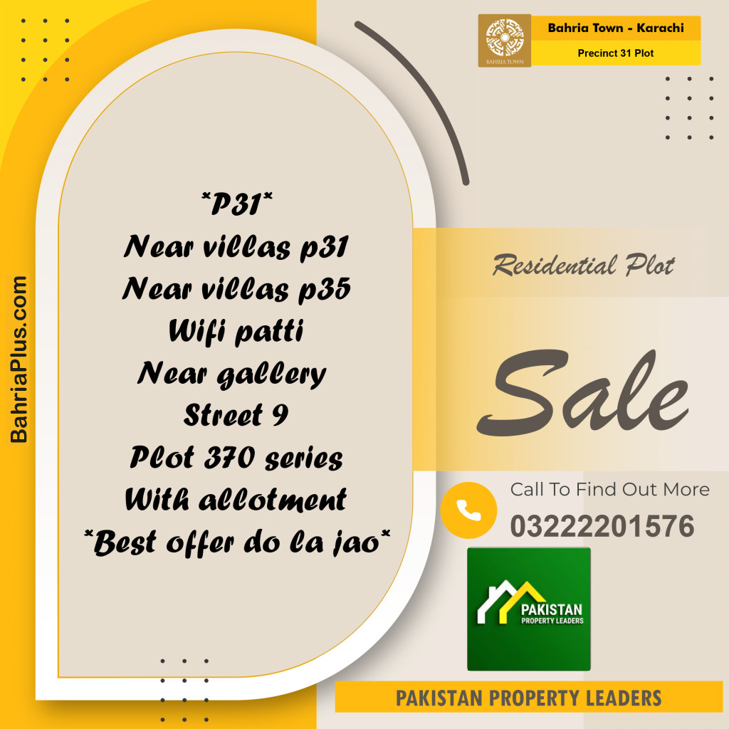 125 Sq. Yards Residential Plot for Sale in Precinct 31 Plot -  Bahria Town, Karachi - (BP-214706)