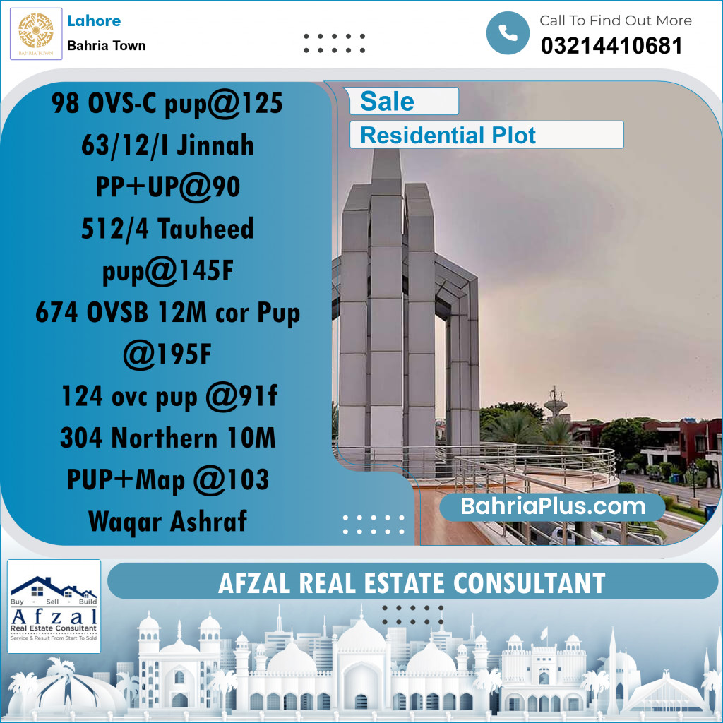 Residential Plot for Sale in Bahria Town, Lahore - (BP-214773)