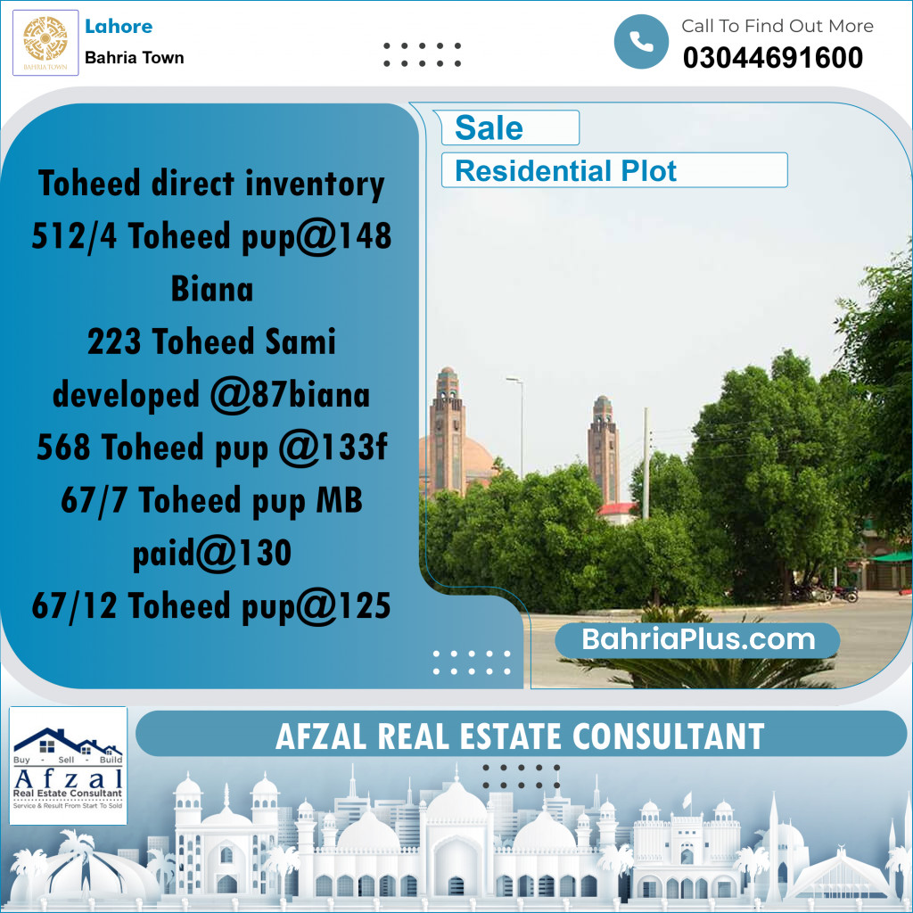 Residential Plot for Sale in Bahria Town, Lahore - (BP-214788)