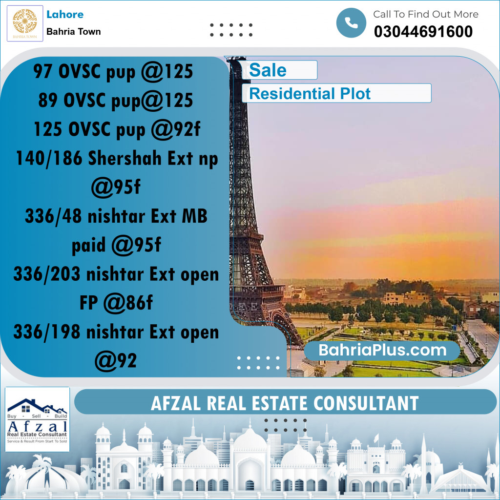 Residential Plot for Sale in Bahria Town, Lahore - (BP-214793)