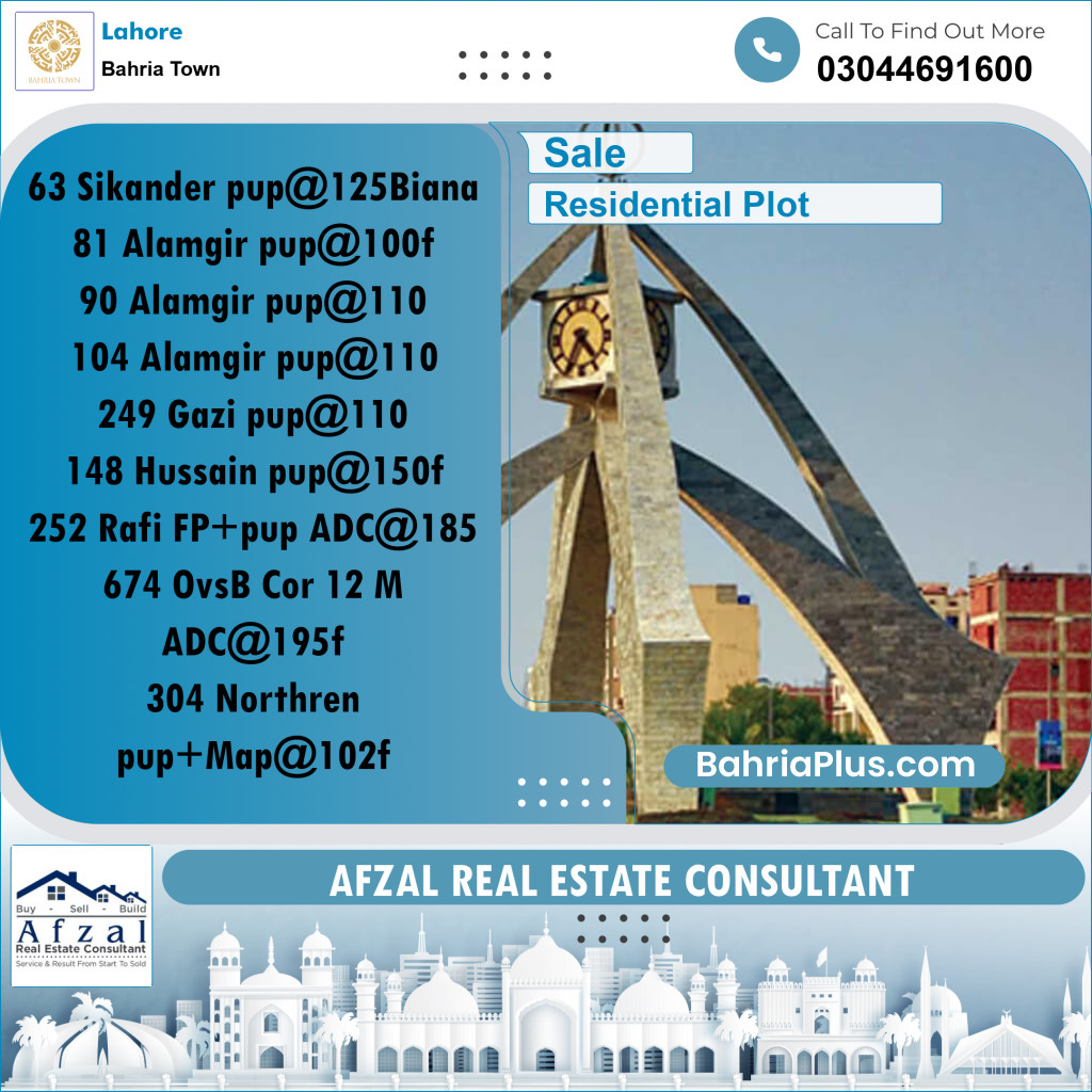 Residential Plot for Sale in Bahria Town, Lahore - (BP-214800)