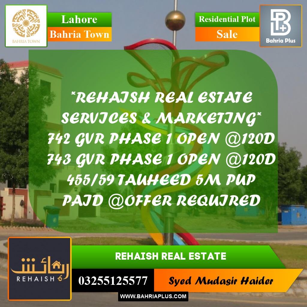 Residential Plot for Sale in Bahria Town, Lahore - (BP-214808)