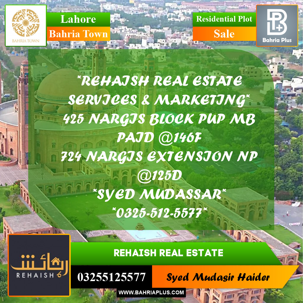 Residential Plot for Sale in Bahria Town, Lahore - (BP-214809)