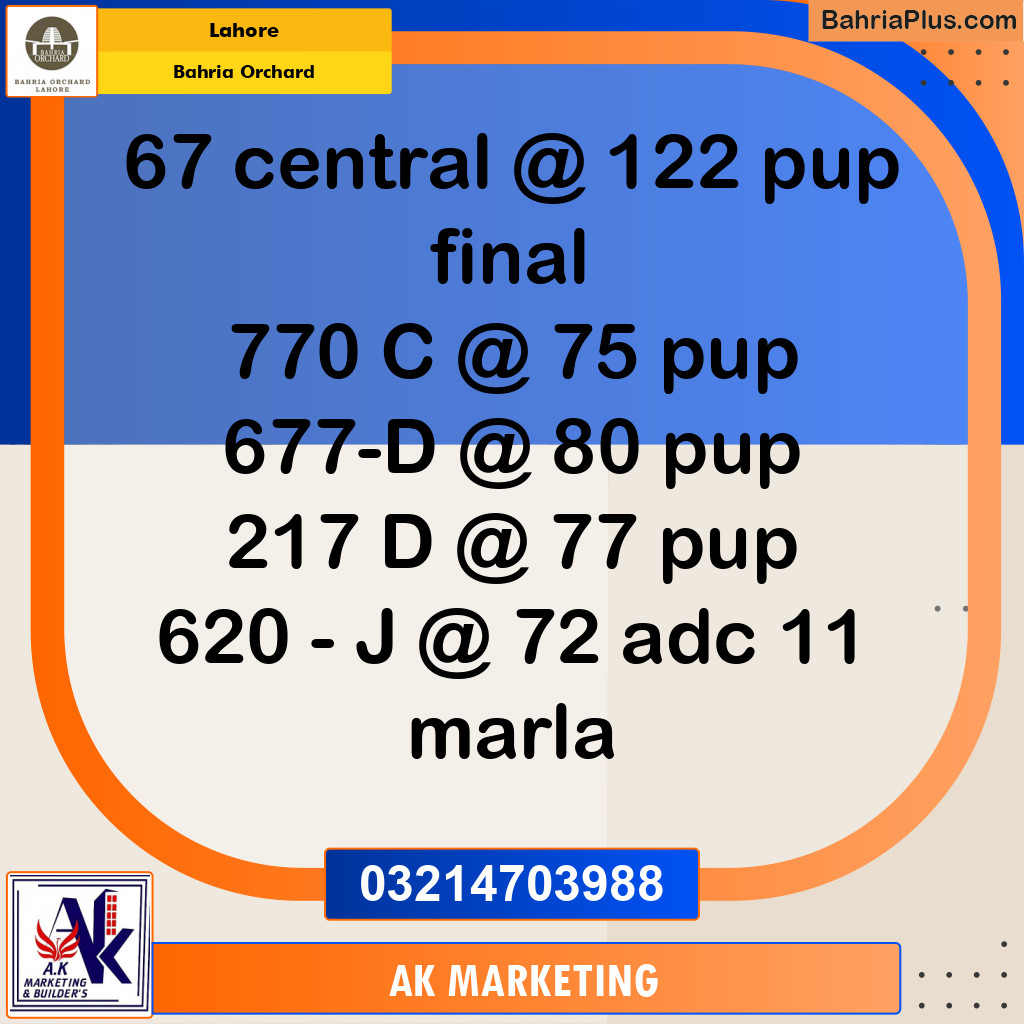 Residential Plot for Sale in Bahria Orchard, Lahore - (BP-214840)