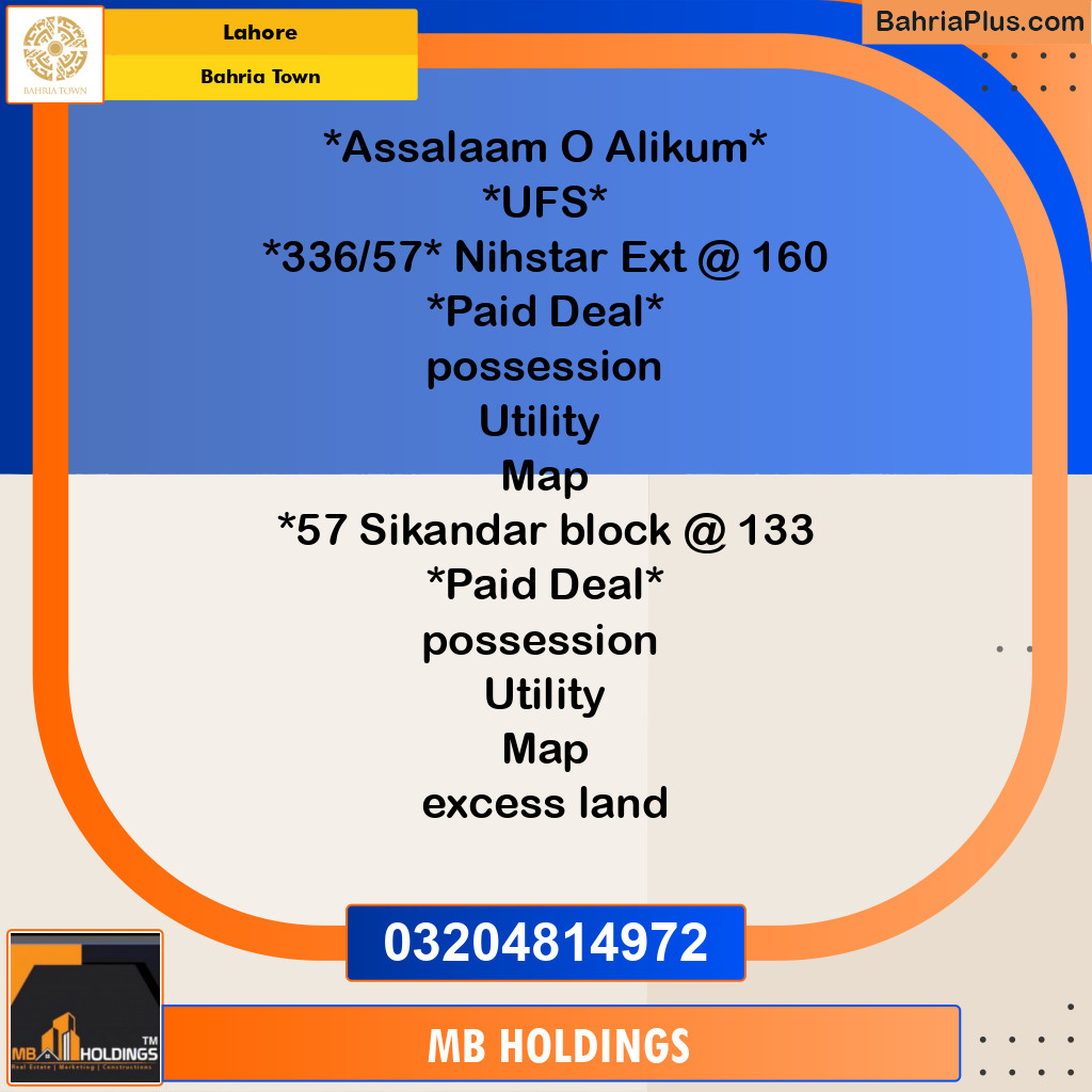 Residential Plot for Sale in Bahria Town, Lahore - (BP-214877)
