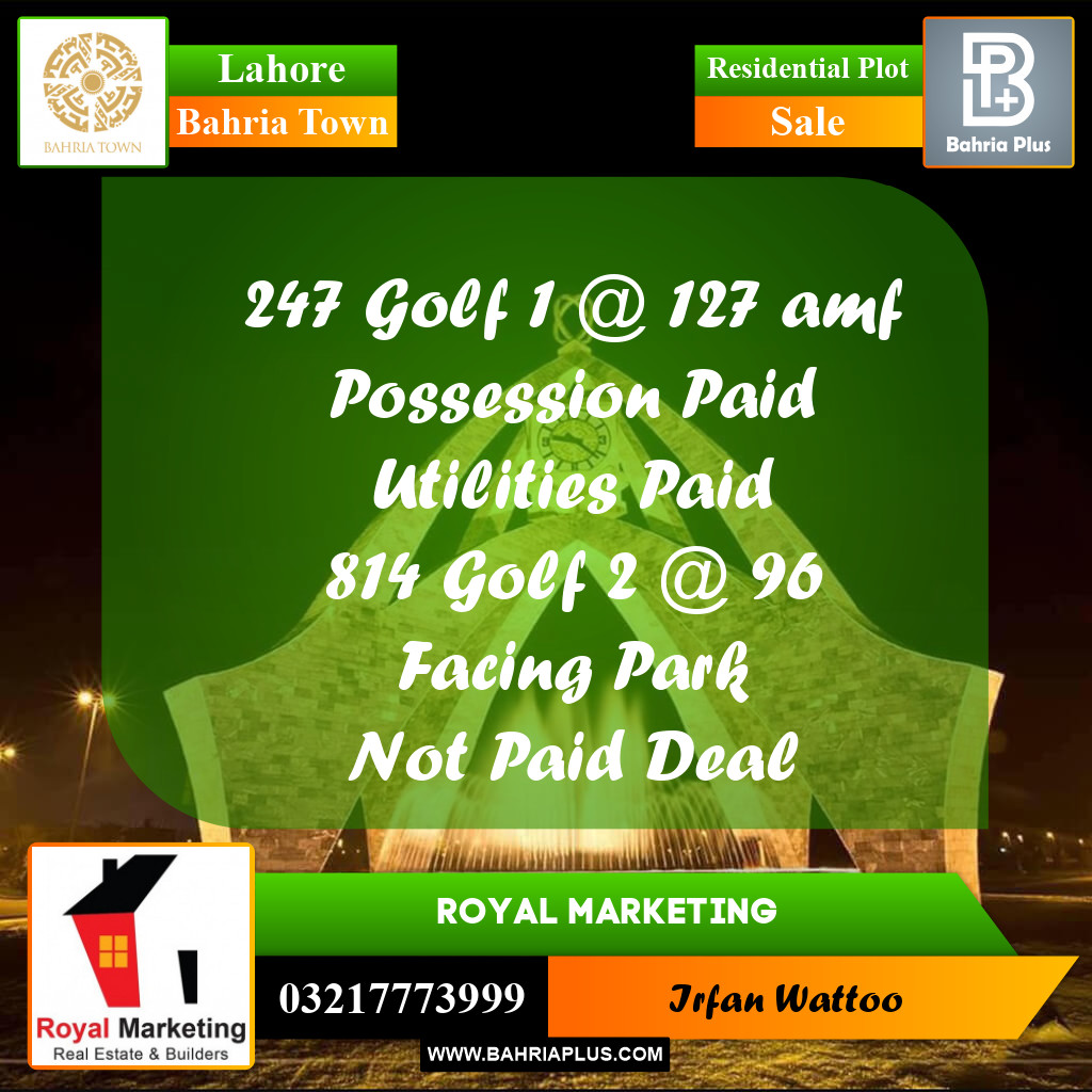 Residential Plot for Sale in Bahria Town, Lahore - (BP-214913)