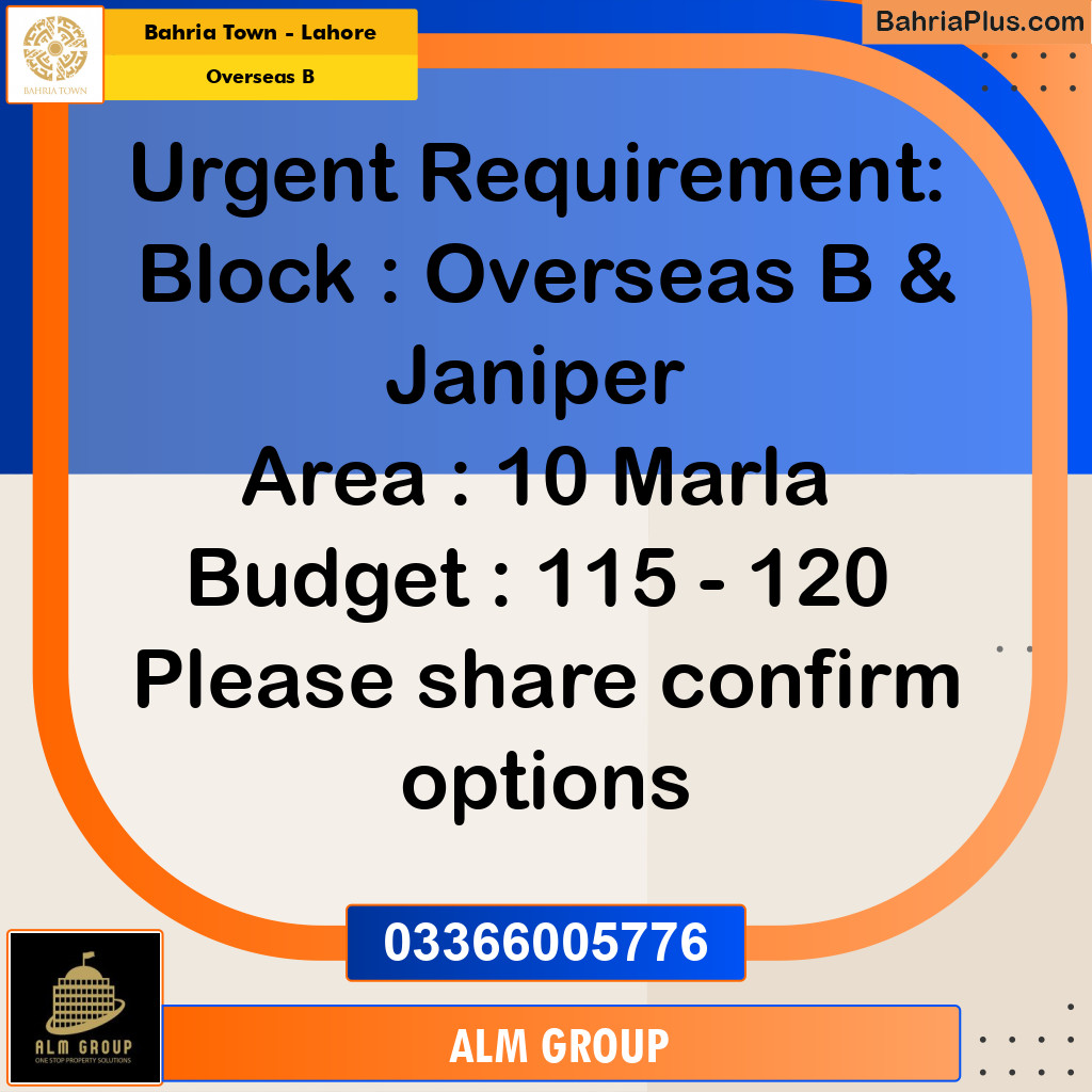 10 Marla Residential Plot for Sale in Overseas B -  Bahria Town, Lahore - (BP-214924)