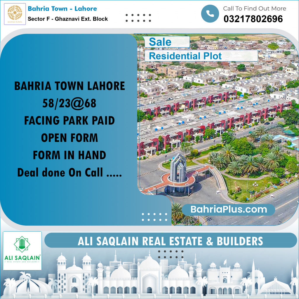 5 Marla Residential Plot for Sale in Sector F - Ghaznavi Ext. Block -  Bahria Town, Lahore - (BP-214944)
