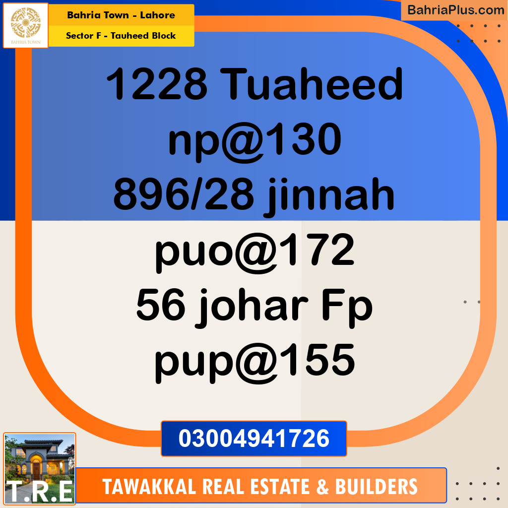 10 Marla Residential Plot for Sale in Sector F - Tauheed Block -  Bahria Town, Lahore - (BP-214949)