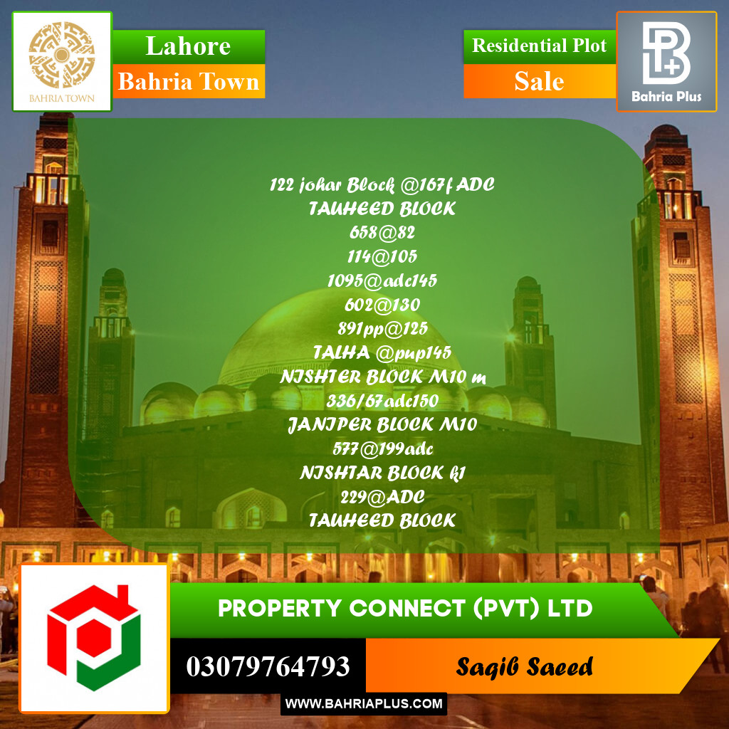 Residential Plot for Sale in Bahria Town, Lahore - (BP-214967)