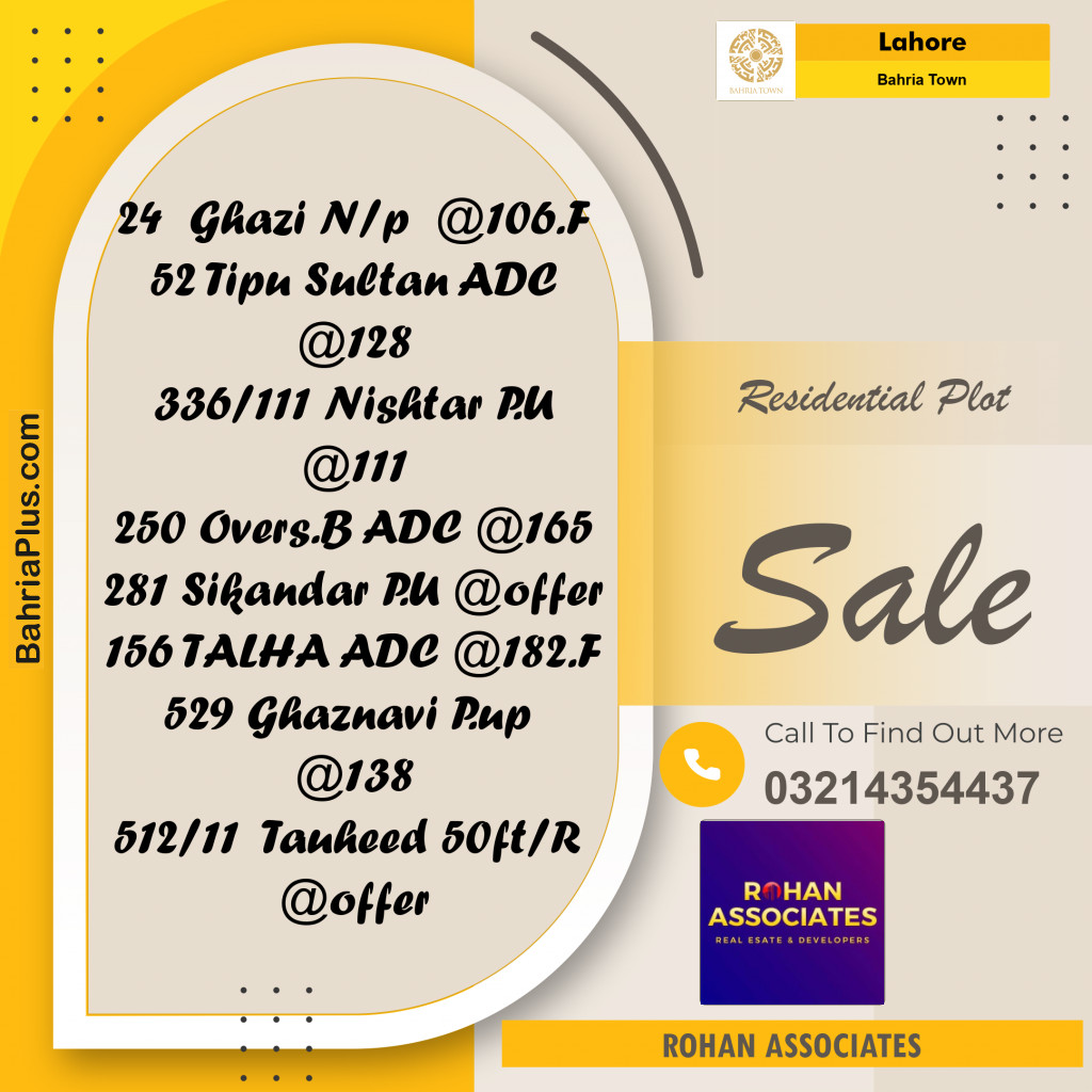 Residential Plot for Sale in Bahria Town, Lahore - (BP-214984)