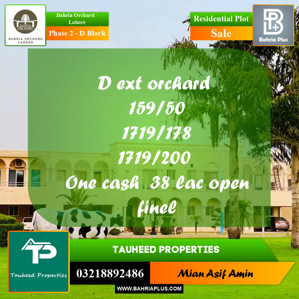 5 Marla Residential Plot for Sale in Phase 2 - D Block -  Bahria Orchard, Lahore - (BP-215066)