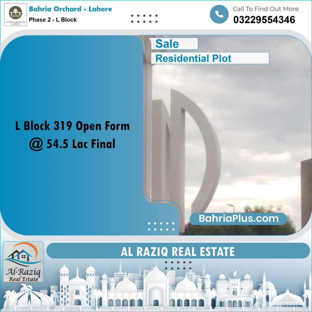 5 Marla Residential Plot for Sale in Phase 2 - L Block -  Bahria Orchard, Lahore - (BP-215083)