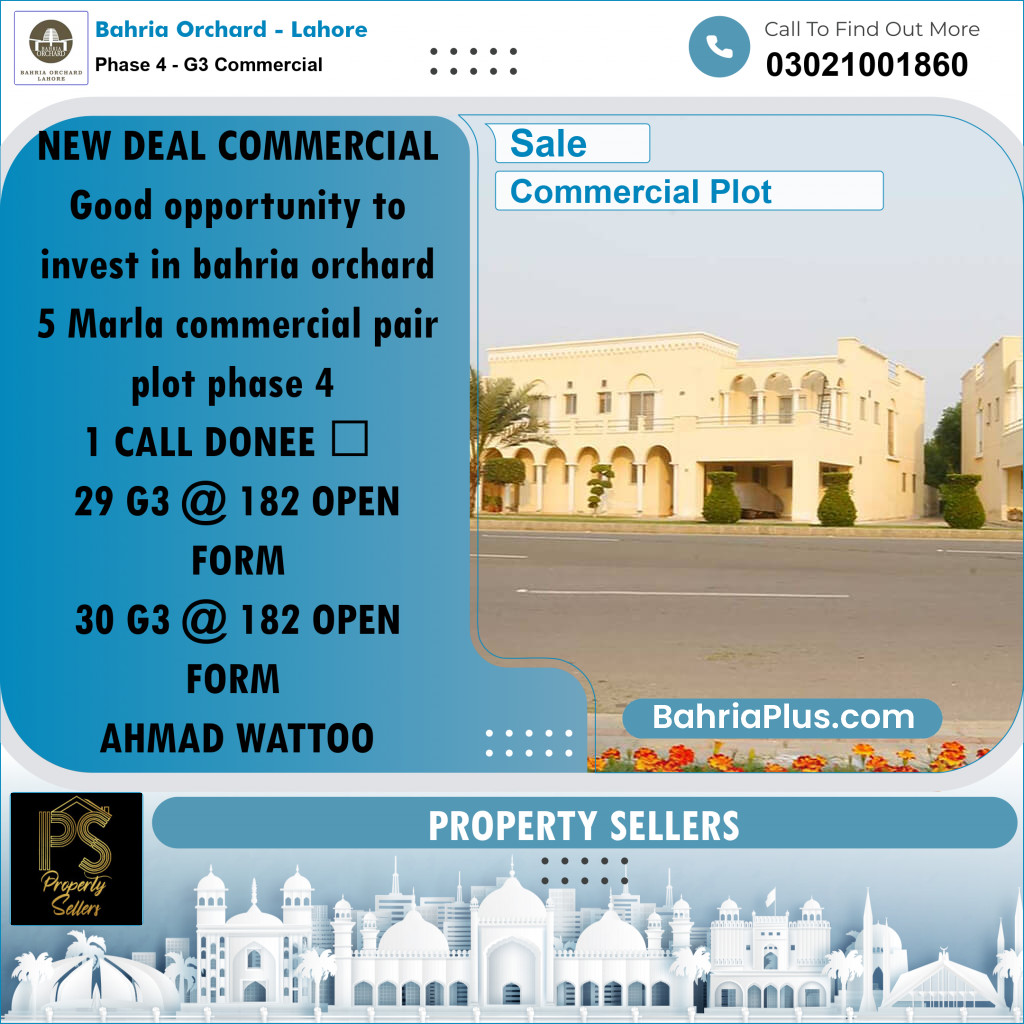 5 Marla Commercial Plot for Sale in Phase 4 - G3 Commercial - Bahria Orchard, Lahore - (BP-215138)
