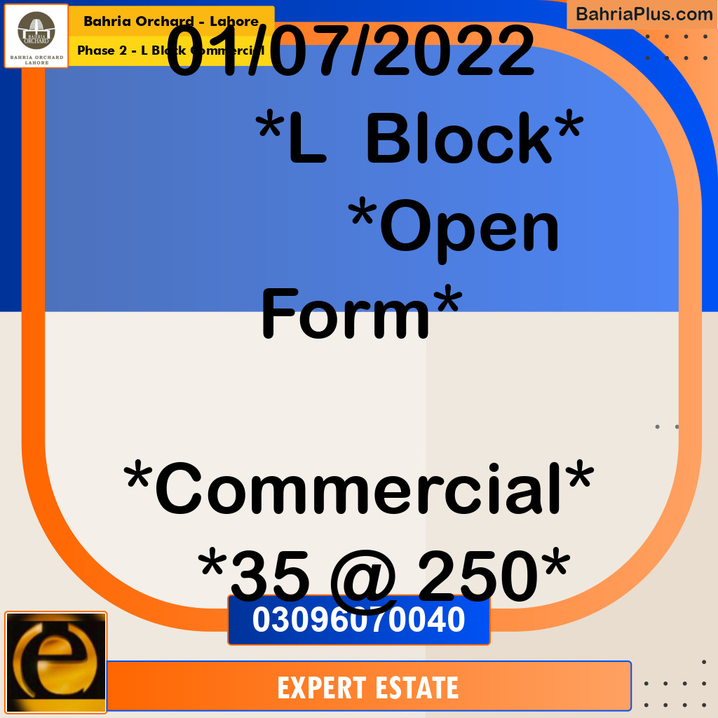 5 Marla Commercial Plot for Sale in Phase 2 - L Block Commercial -  Bahria Orchard, Lahore - (BP-215162)