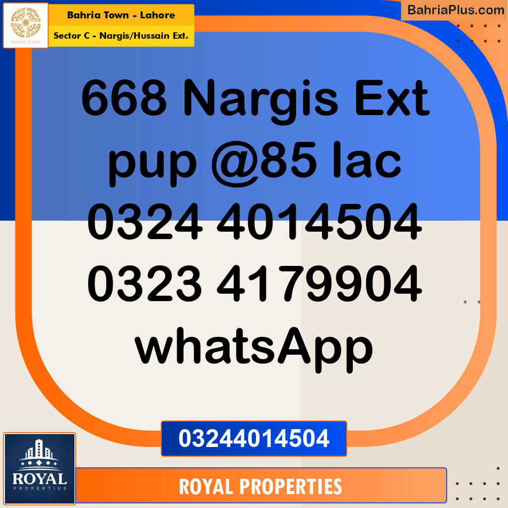 Residential Plot for Sale in Sector C - Nargis/Hussain Ext. - Bahria Town, Lahore - (BP-215191)