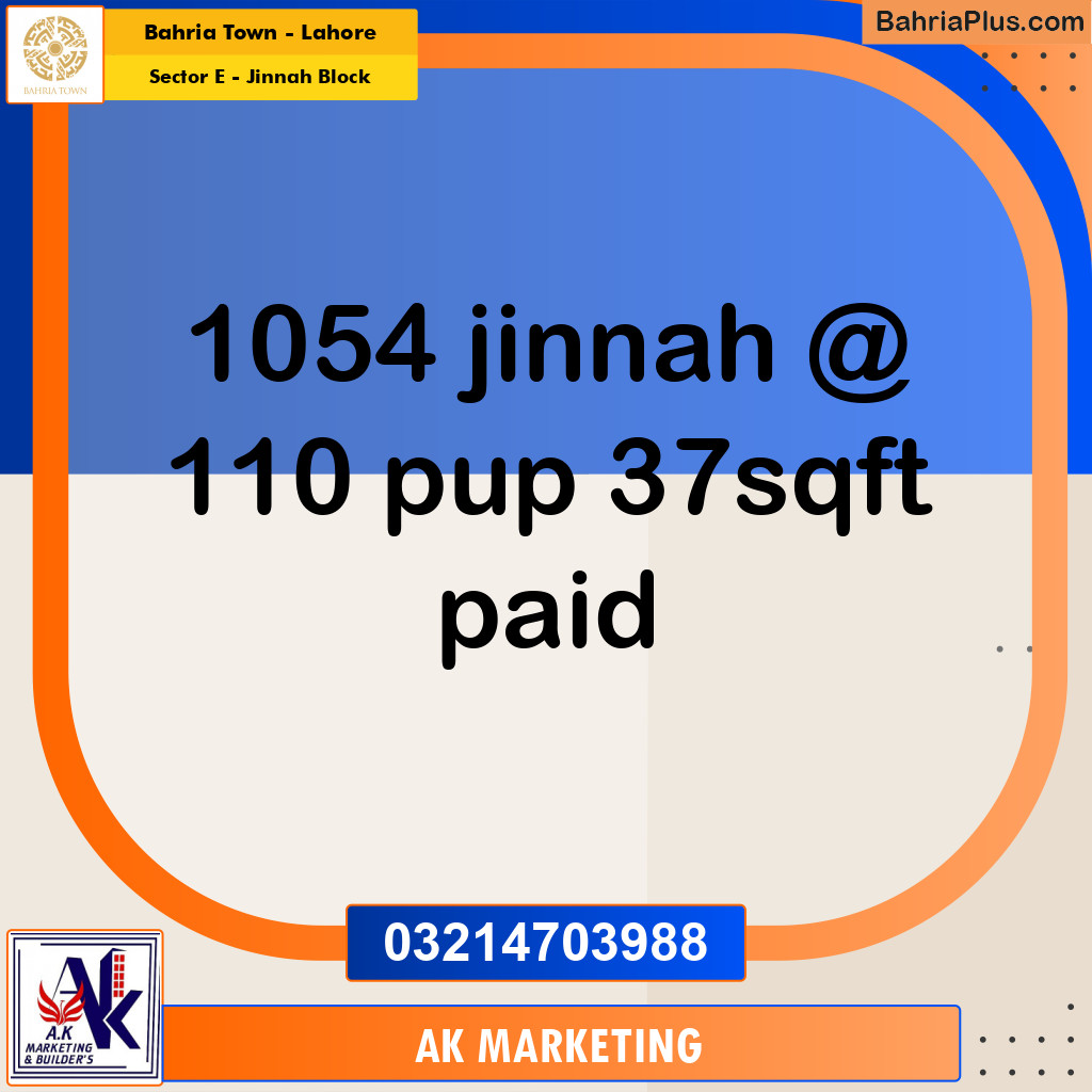 Residential Plot for Sale in Sector E - Jinnah Block - Bahria Town, Lahore - (BP-215204)