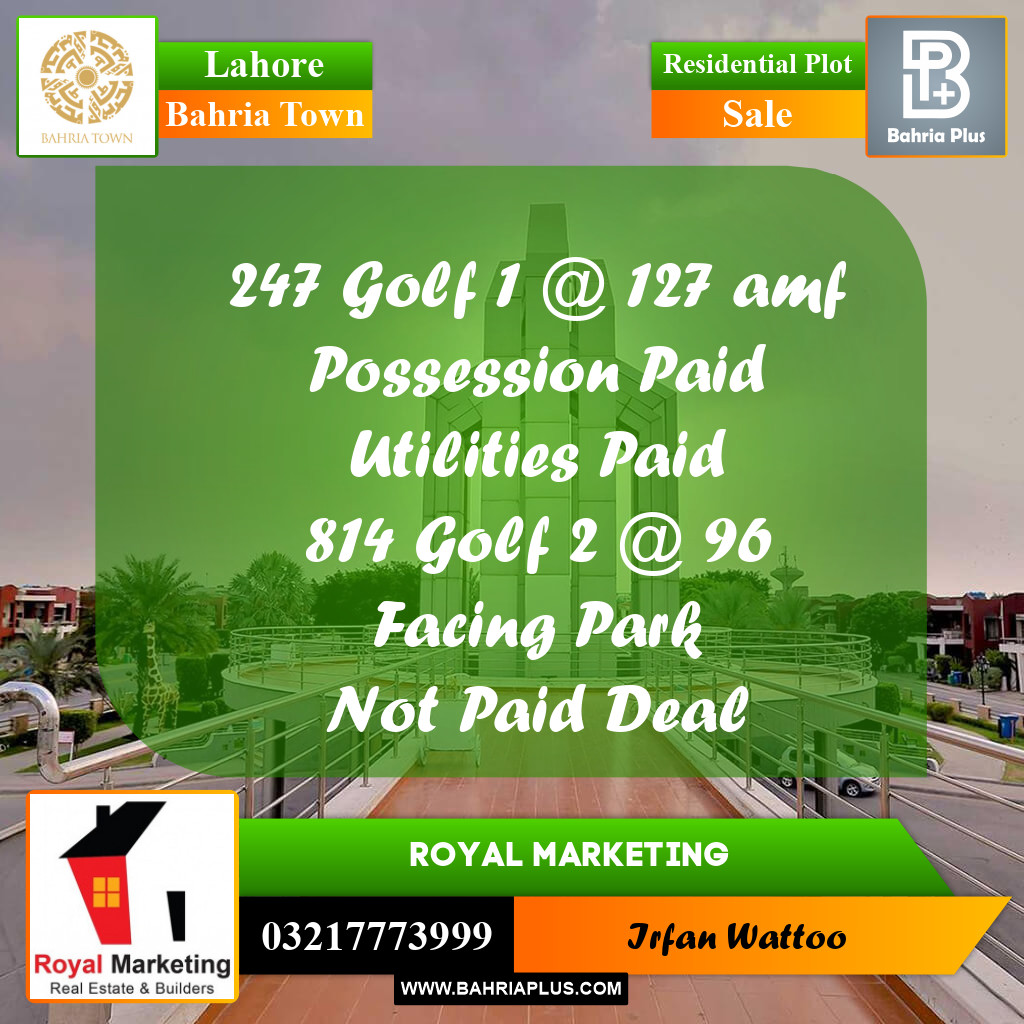 Residential Plot for Sale in Bahria Town, Lahore - (BP-215217)