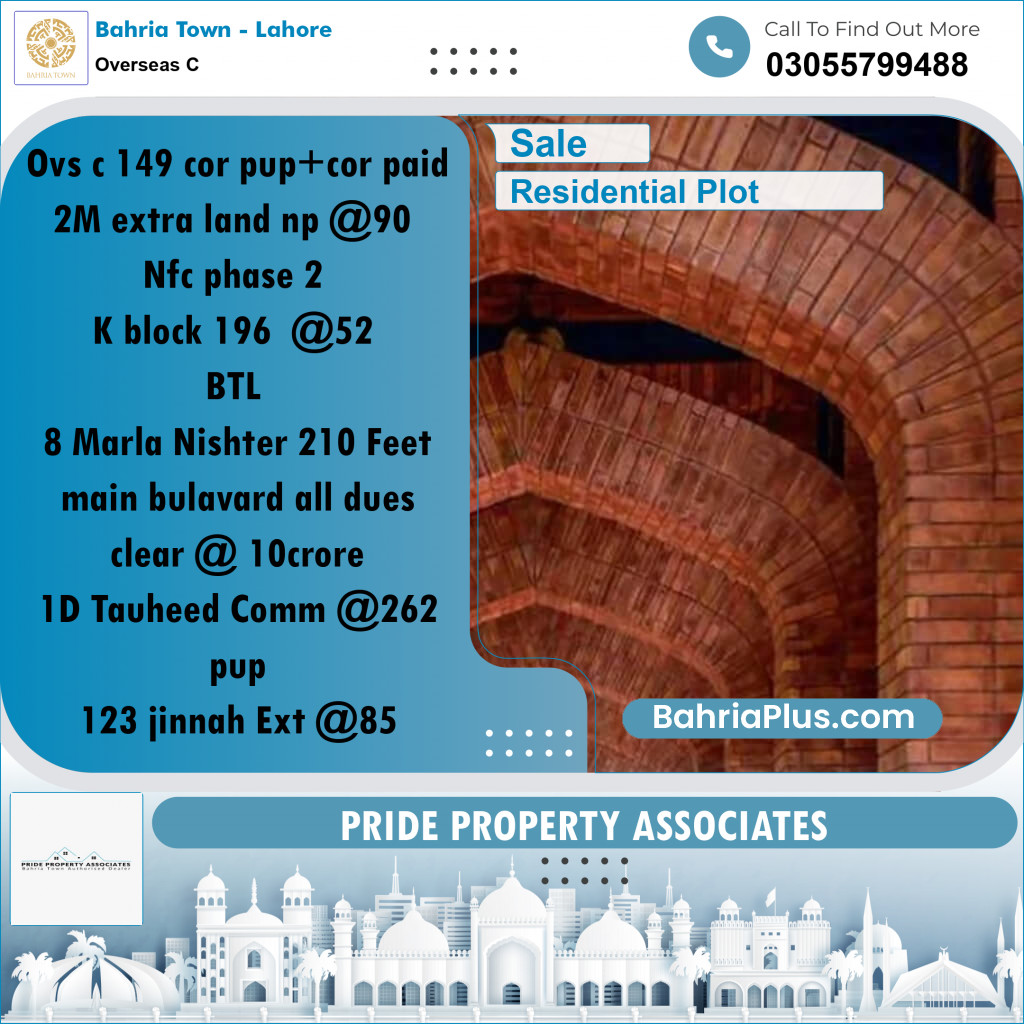 7 Marla Residential Plot for Sale in Overseas C - Bahria Town, Lahore - (BP-215218)