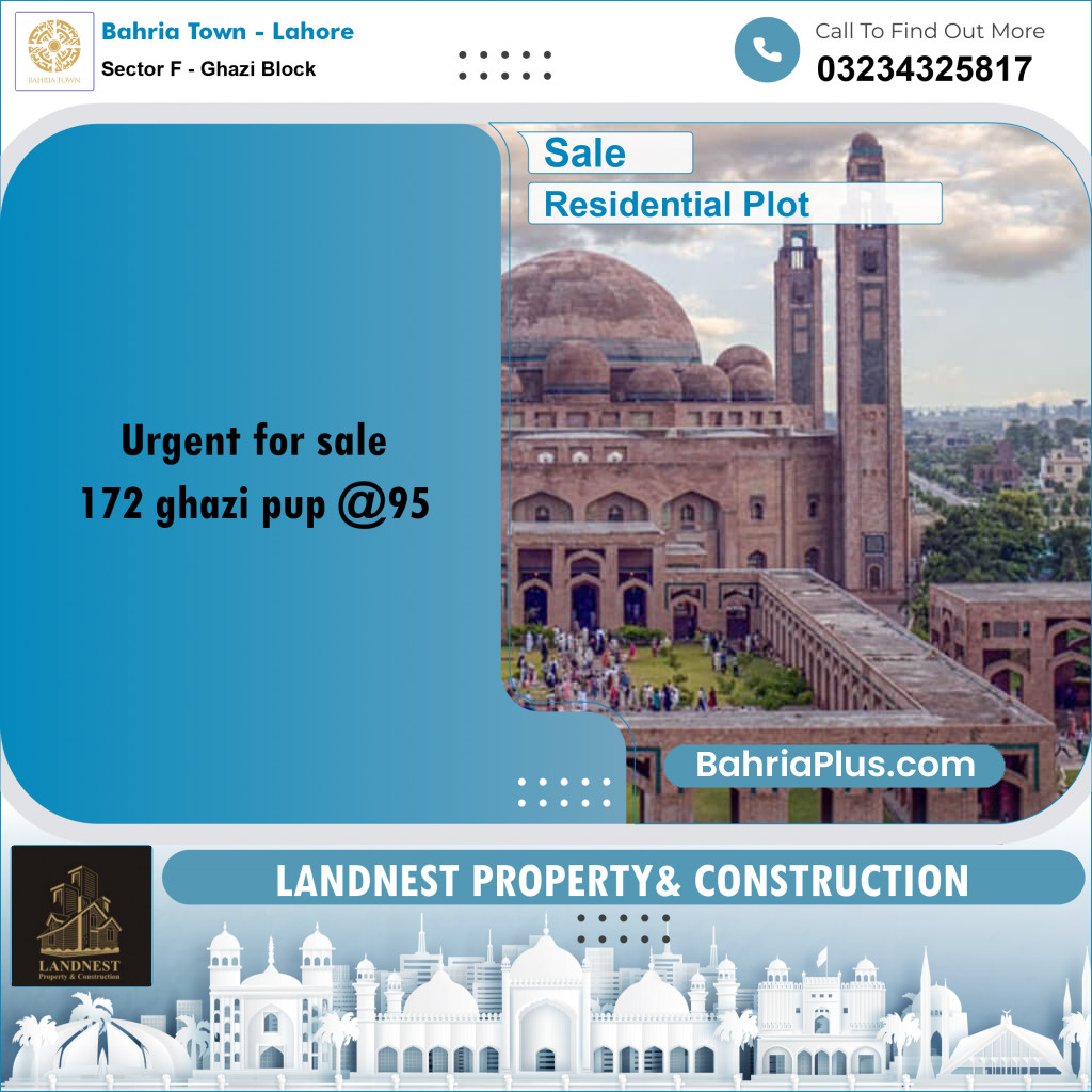 10 Marla Residential Plot for Sale in Sector F - Ghazi Block - Bahria Town, Lahore - (BP-215338)