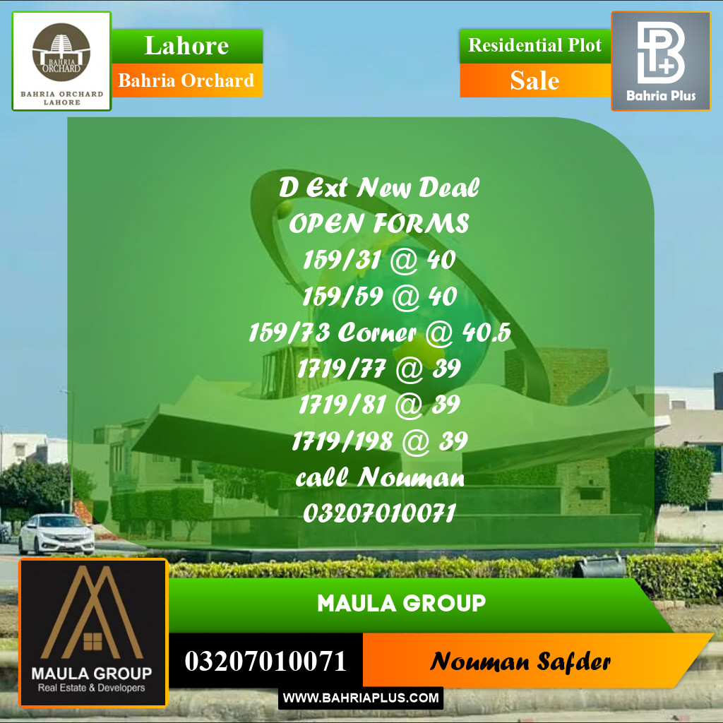 Residential Plot for Sale in Bahria Orchard, Lahore - (BP-215407)