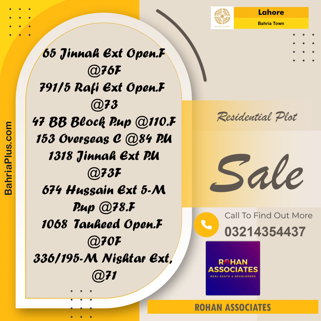 Residential Plot for Sale in Bahria Town, Lahore - (BP-215465)