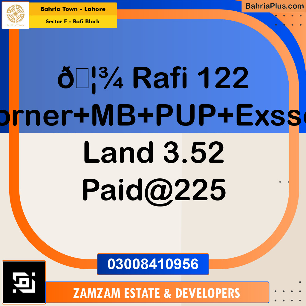 10 Marla Residential Plot for Sale in Sector E - Rafi Block -  Bahria Town, Lahore - (BP-215471)