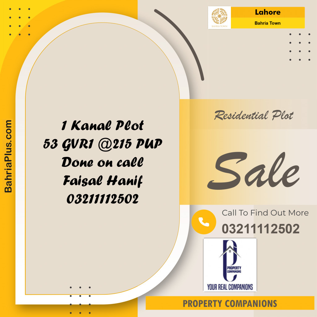 Residential Plot for Sale in Bahria Town, Lahore - (BP-215491)