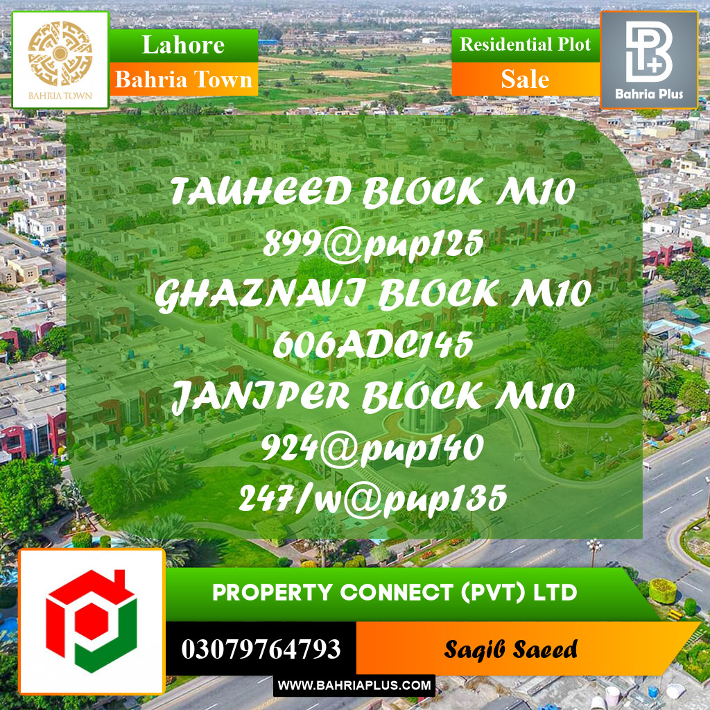 Residential Plot for Sale in Bahria Town, Lahore - (BP-215495)