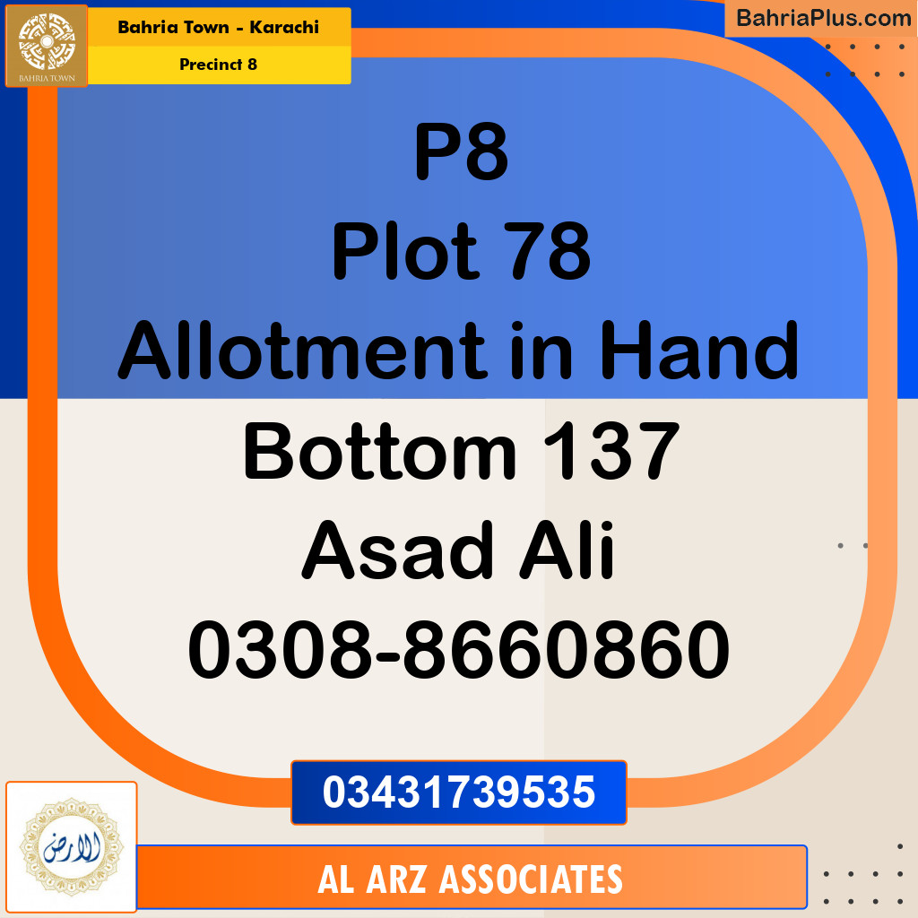272 Sq. Yards Residential Plot for Sale in Precinct 8 -  Bahria Town, Karachi - (BP-215496)