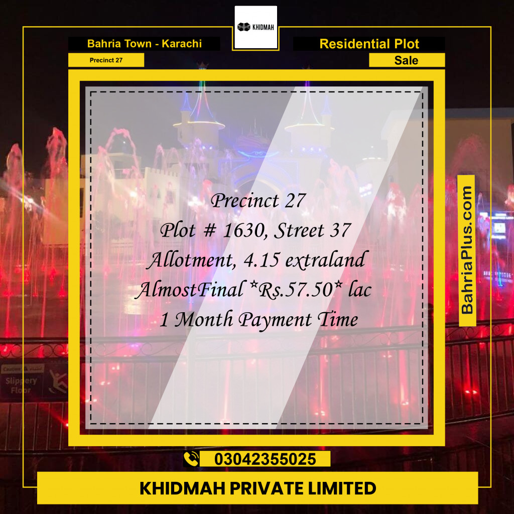125 Sq. Yards Residential Plot for Sale in Precinct 27 -  Bahria Town, Karachi - (BP-215529)