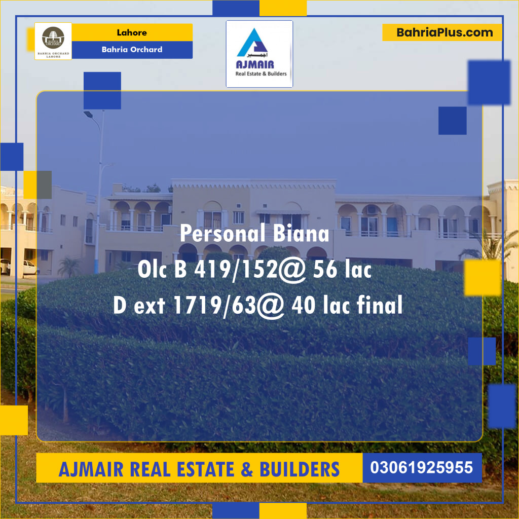 Residential Plot for Sale in Bahria Orchard, Lahore - (BP-215589)
