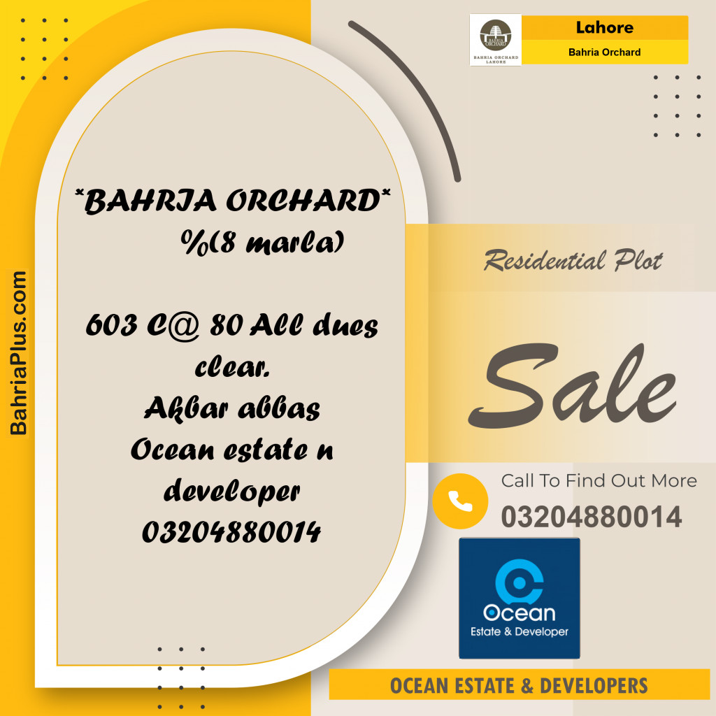 Residential Plot for Sale in Bahria Orchard, Lahore - (BP-215605)