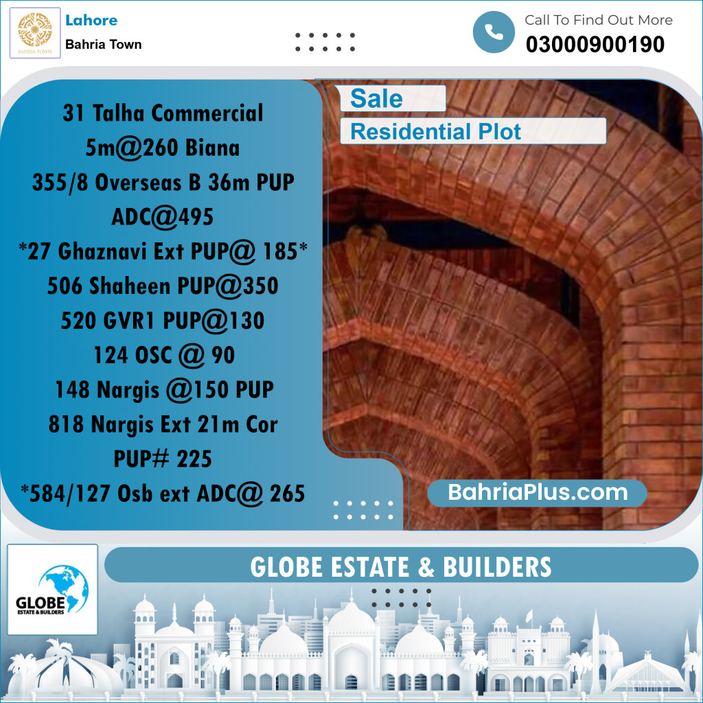 Residential Plot for Sale in Bahria Town, Lahore - (BP-215623)