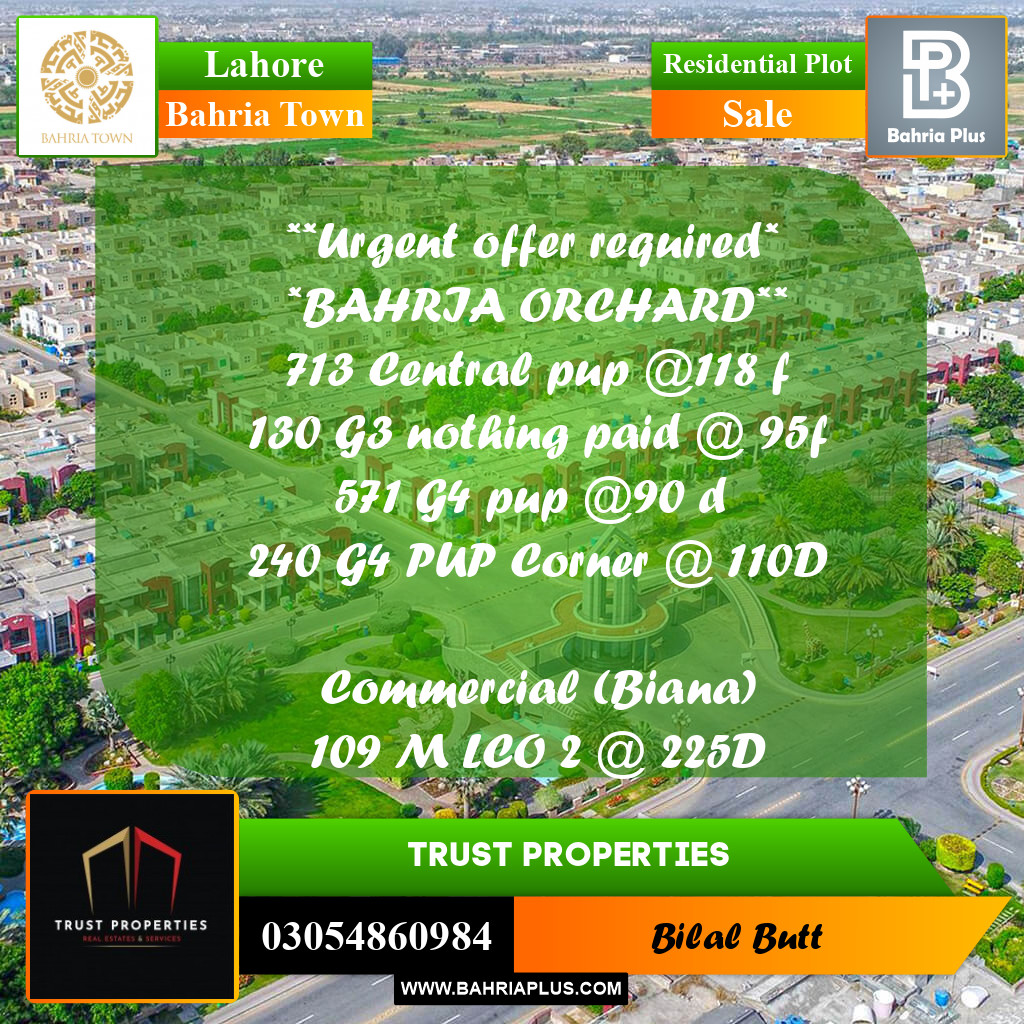 Residential Plot for Sale in Bahria Town, Lahore - (BP-215640)