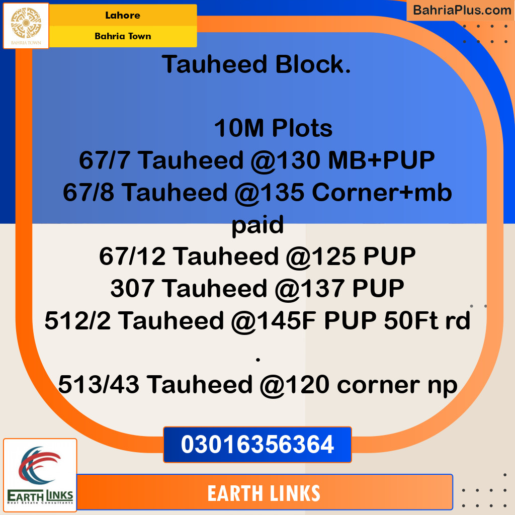 Residential Plot for Sale in Bahria Town, Lahore - (BP-215651)