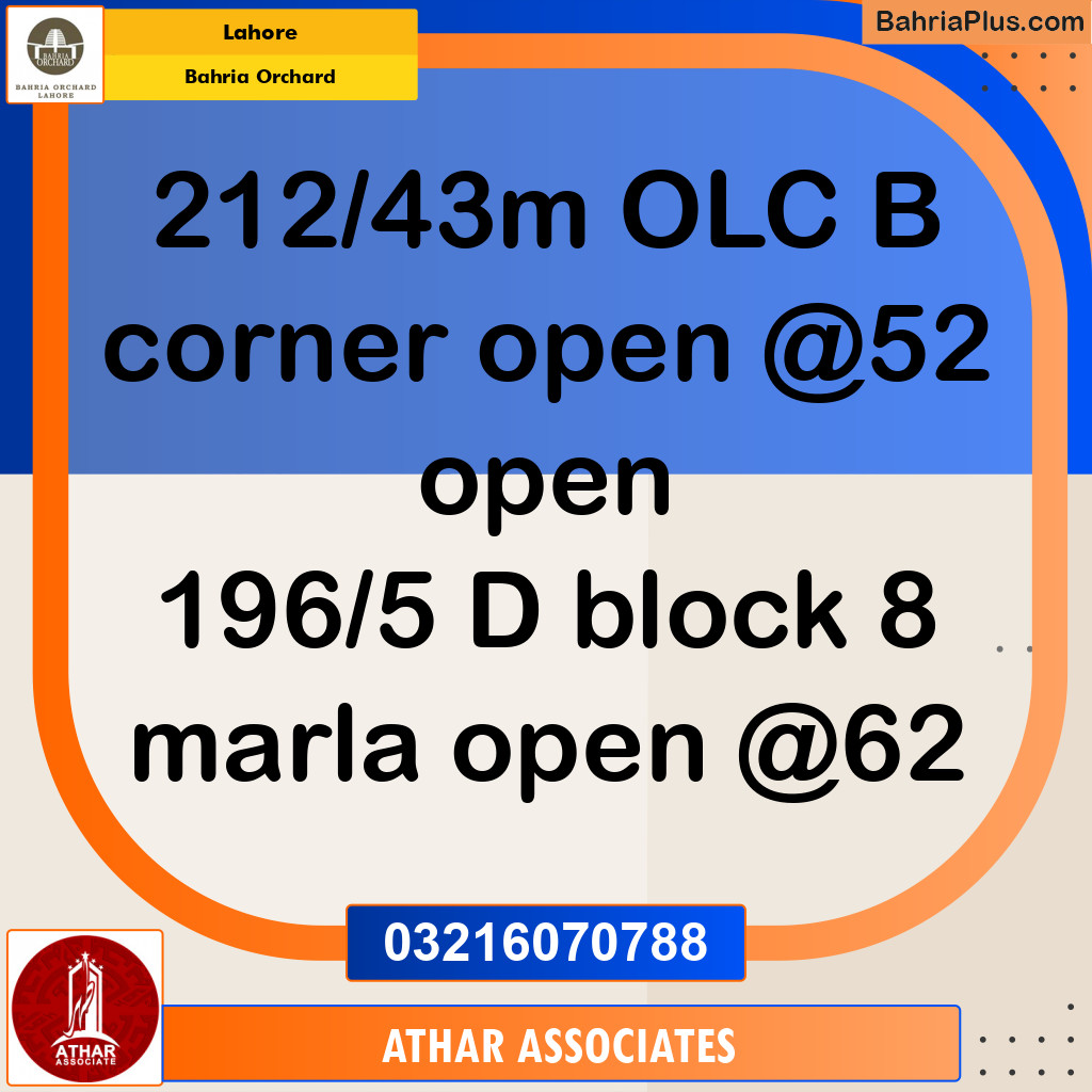 Residential Plot for Sale in Bahria Orchard, Lahore - (BP-215677)