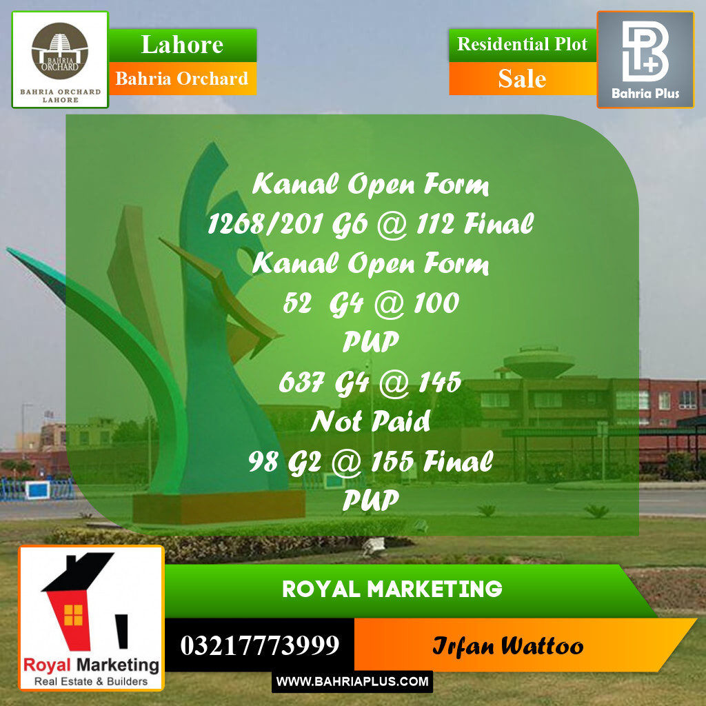 Residential Plot for Sale in Bahria Orchard, Lahore - (BP-215774)