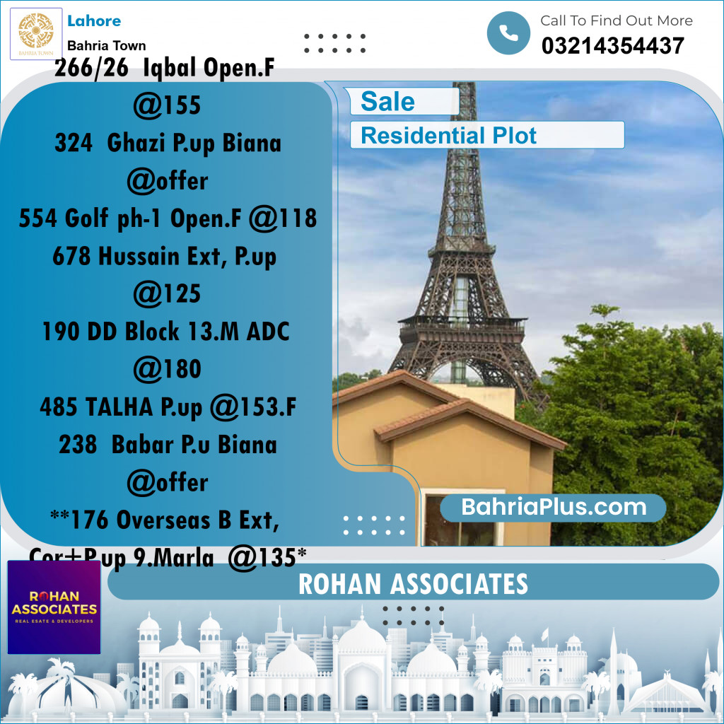 Residential Plot for Sale in Bahria Town, Lahore - (BP-215790)